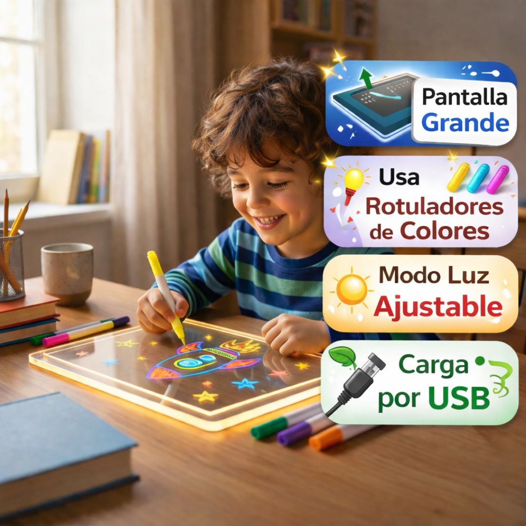 Pizarra LED Educativa para Niños – Dibujar, Escribir y Aprender de Forma Divertida