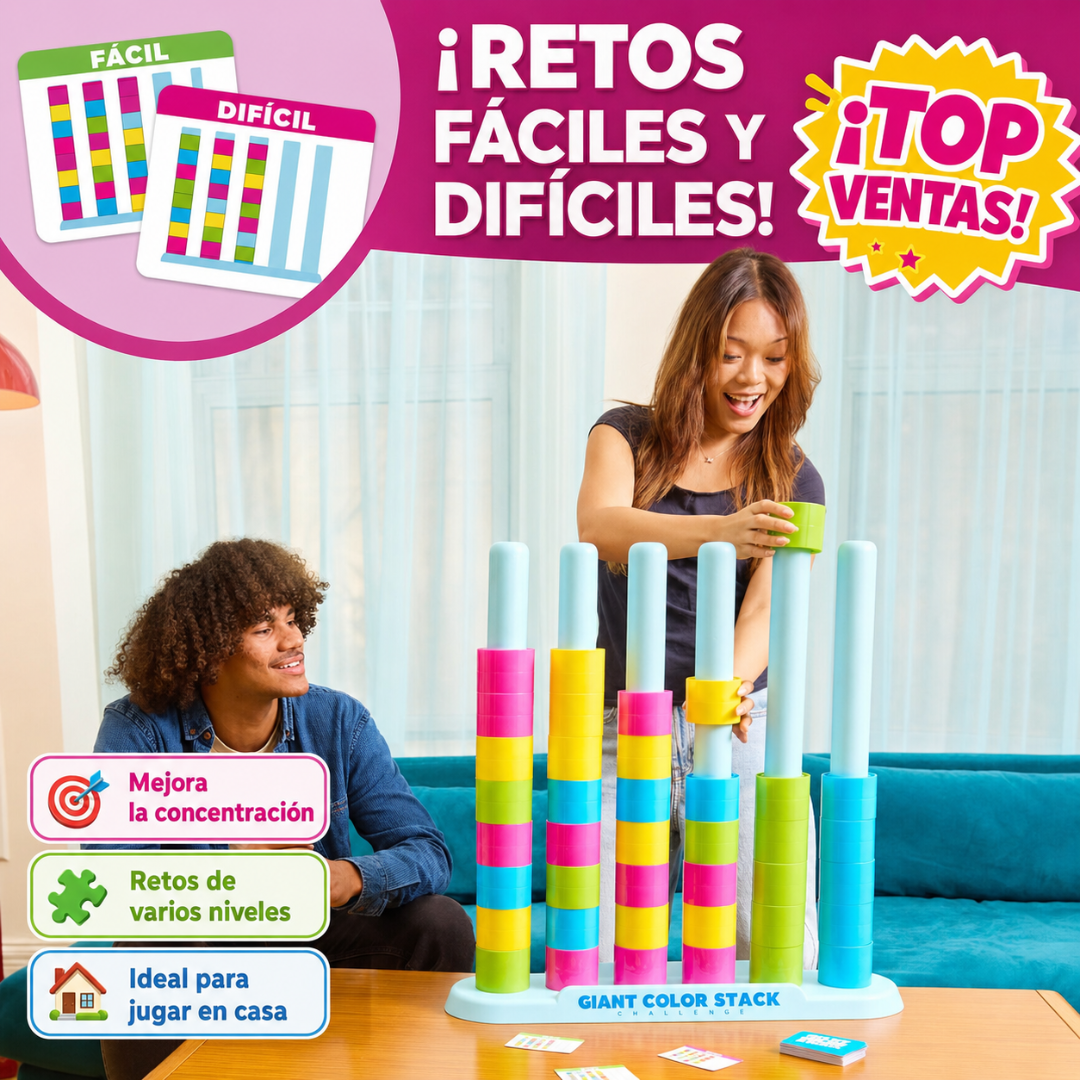 🌈 Torre de Colores Gigante – Juego Familiar con 50 Retos 🧩